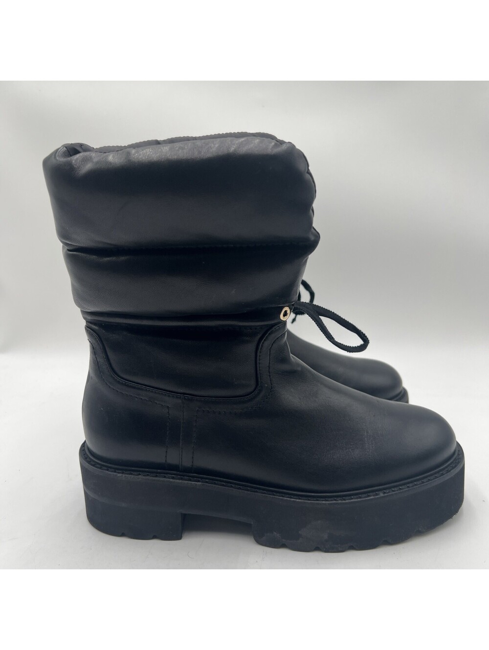 Stuart Weitzman black padded leather Tyler Ultralift boots Size 6.5